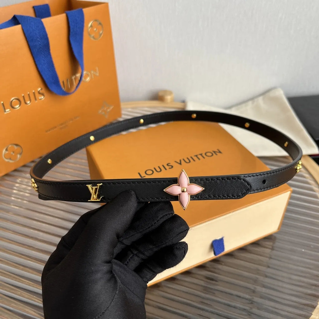 pink Louis Vuitton Black Leather Belt - Hình 5