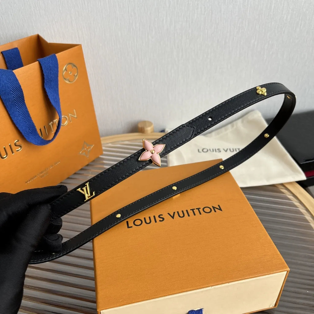 pink Louis Vuitton Black Leather Belt - Hình 6