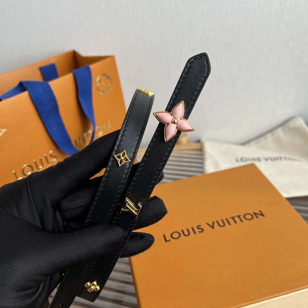 pink Louis Vuitton Black Leather Belt - Hình 7