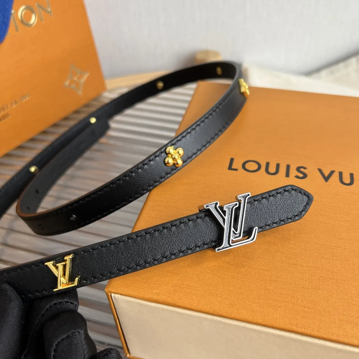 Louis Vuitton Black Skinny Belt - Hình 2