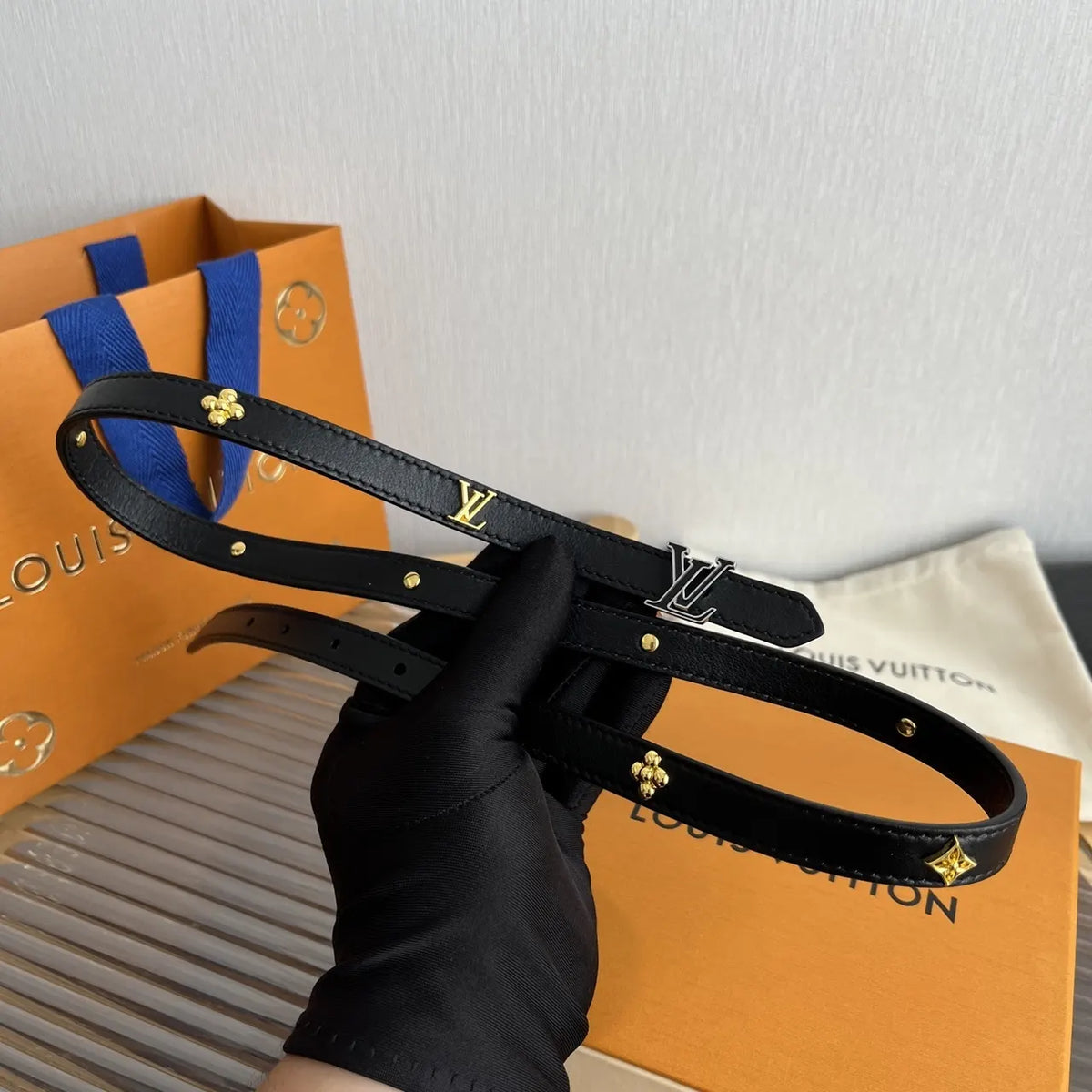 Louis Vuitton Black Skinny Belt - Hình 7