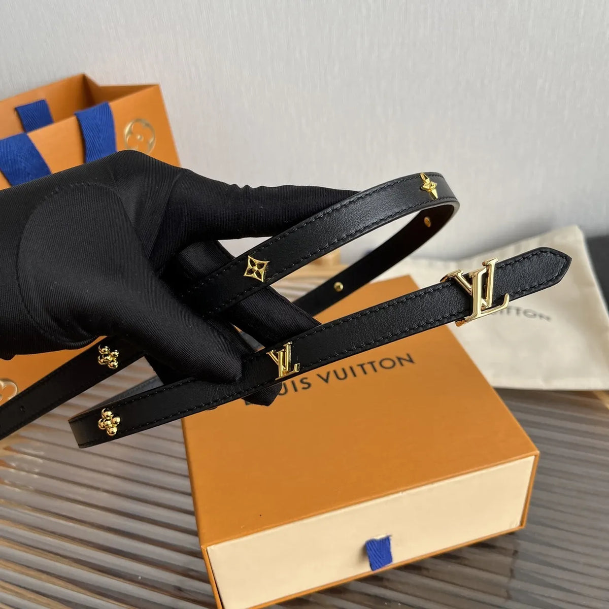 Louis Vuitton Black Skinny Belt - Hình 2