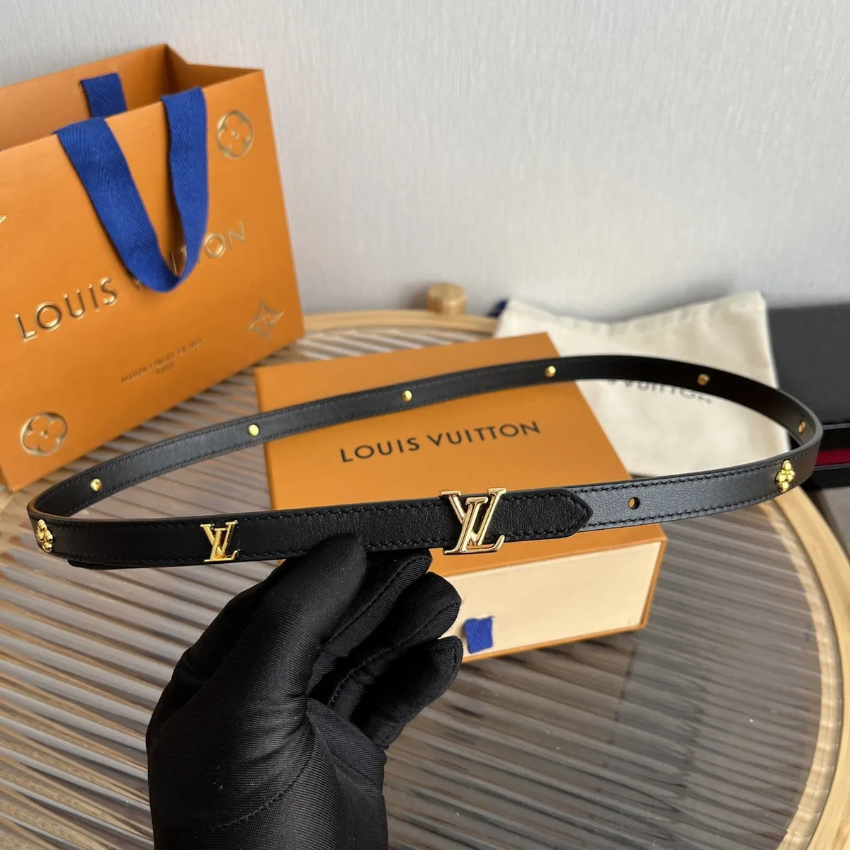 Louis Vuitton Black Skinny Belt - Hình 9