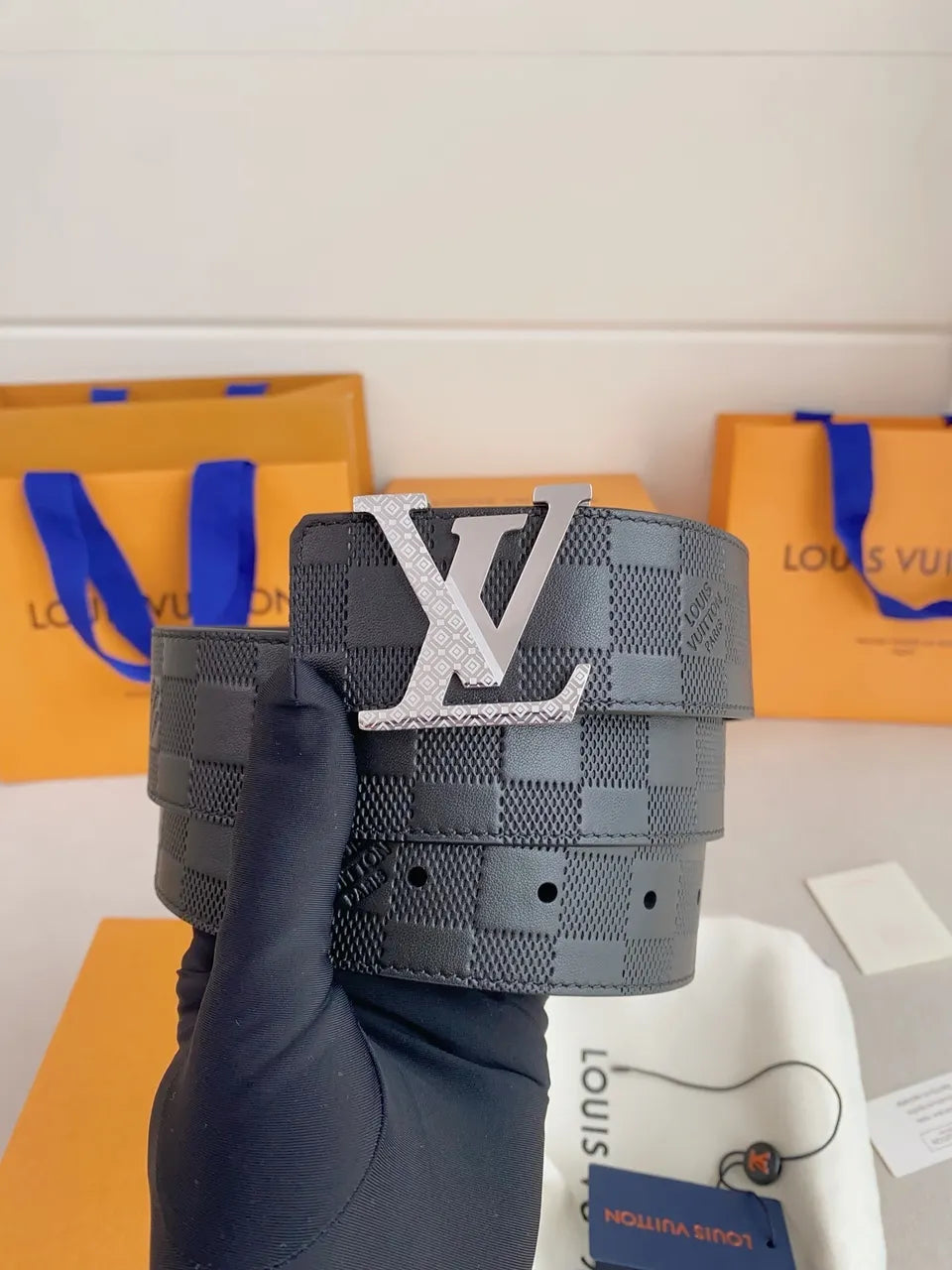 Damier Graphite Patterned Belt