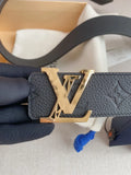 Black Grained Leather Belt