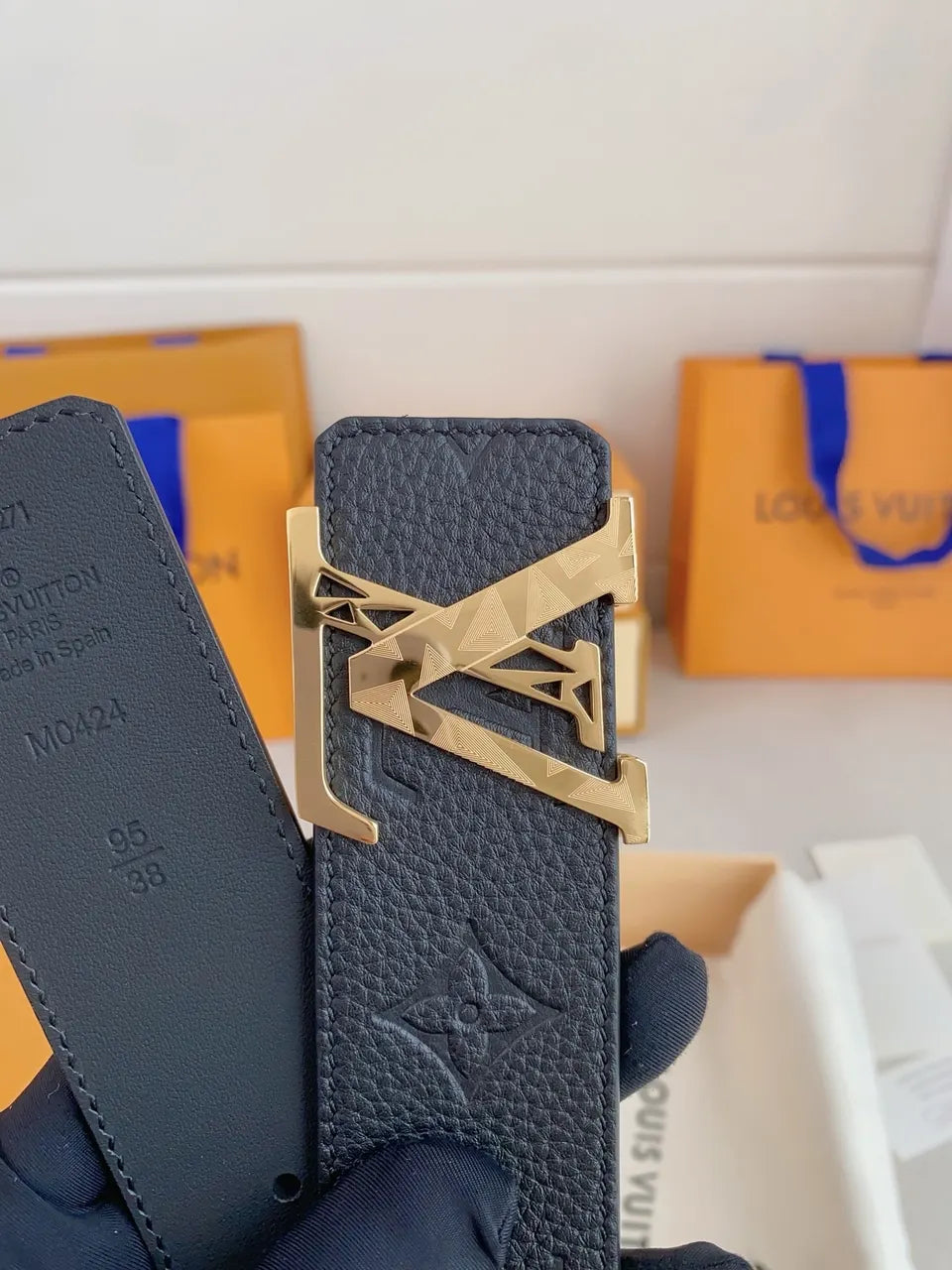 Black Grained Leather Belt - Hình 2