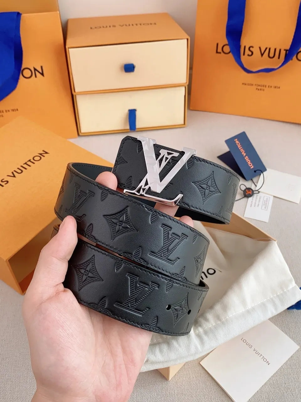 Black Diamond Embossed Belt - Hình 5