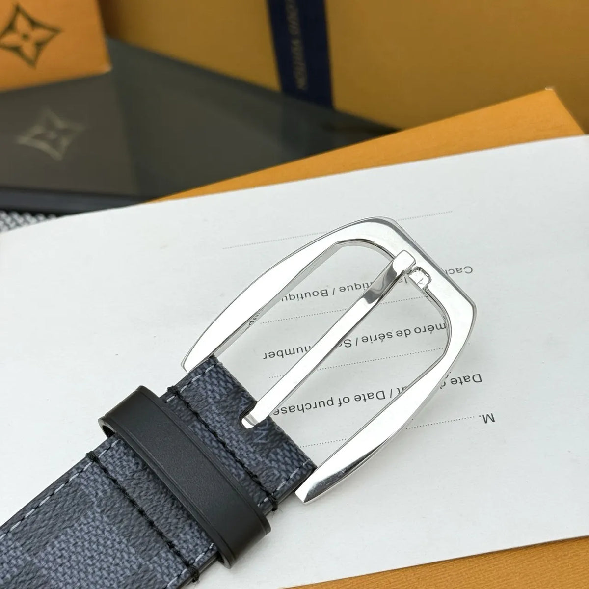 Louis Vuitton Damier Cobalt Belt silver - Hình 3