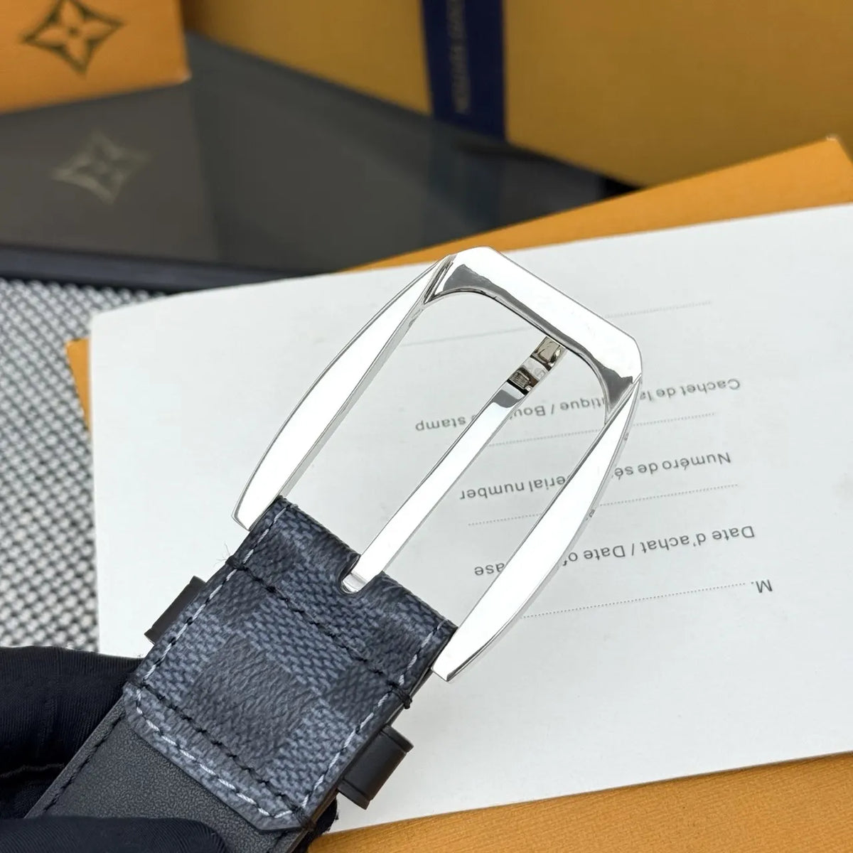 Louis Vuitton Damier Cobalt Belt silver - Hình 4