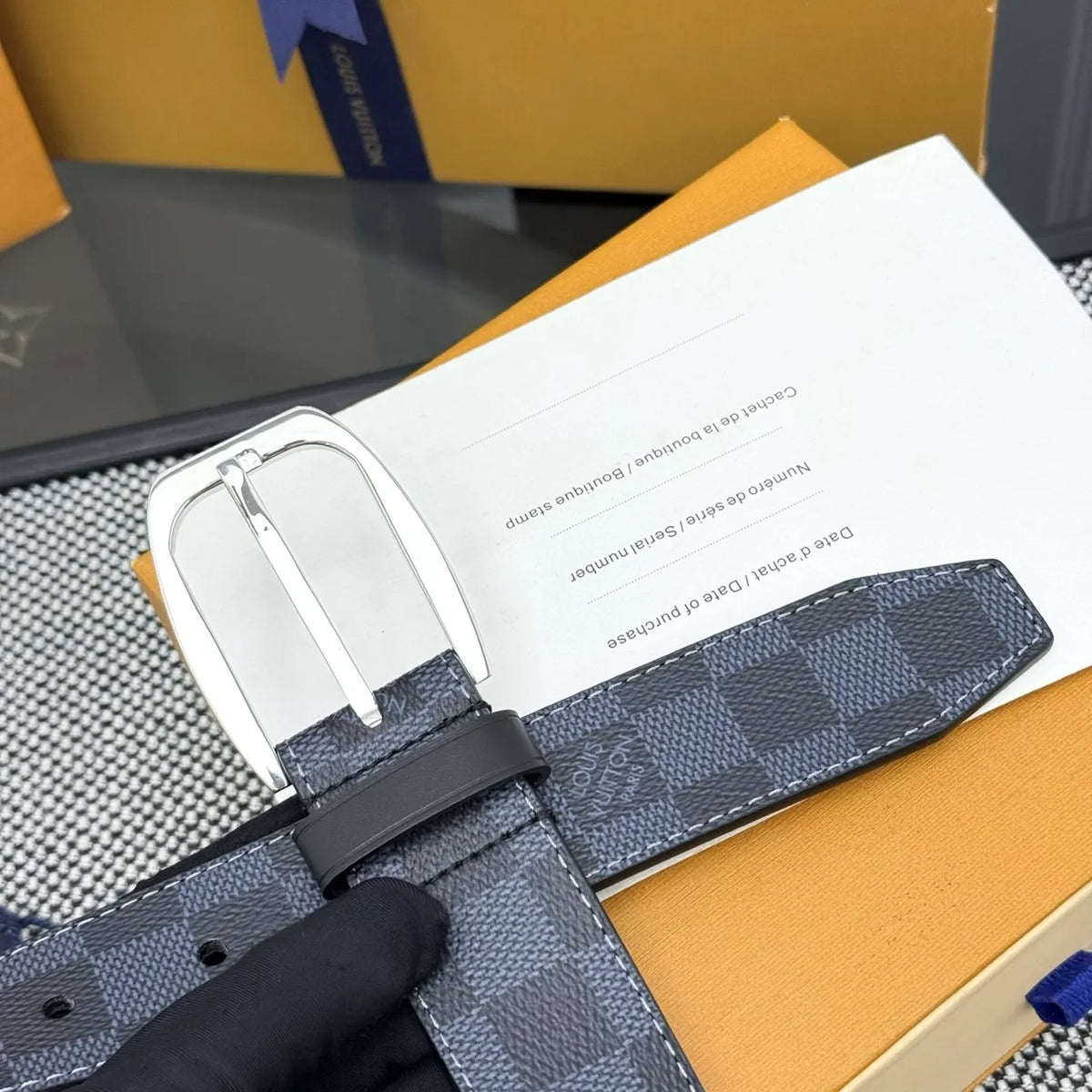 Louis Vuitton Damier Cobalt Belt silver - Hình 6
