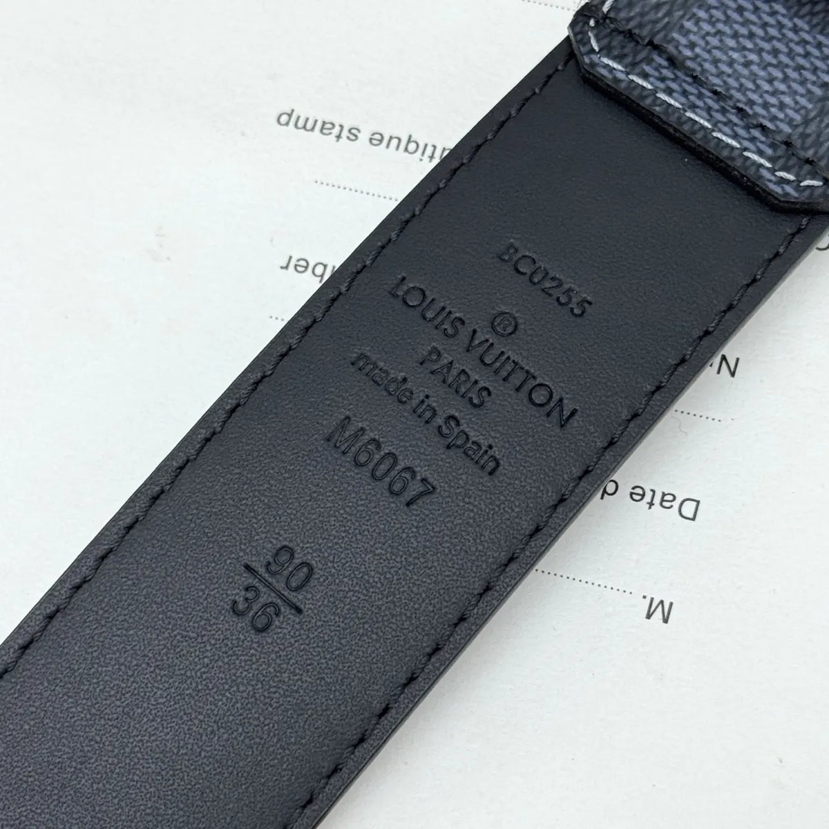 gold Louis Vuitton Damier Cobalt Belt - Hình 6