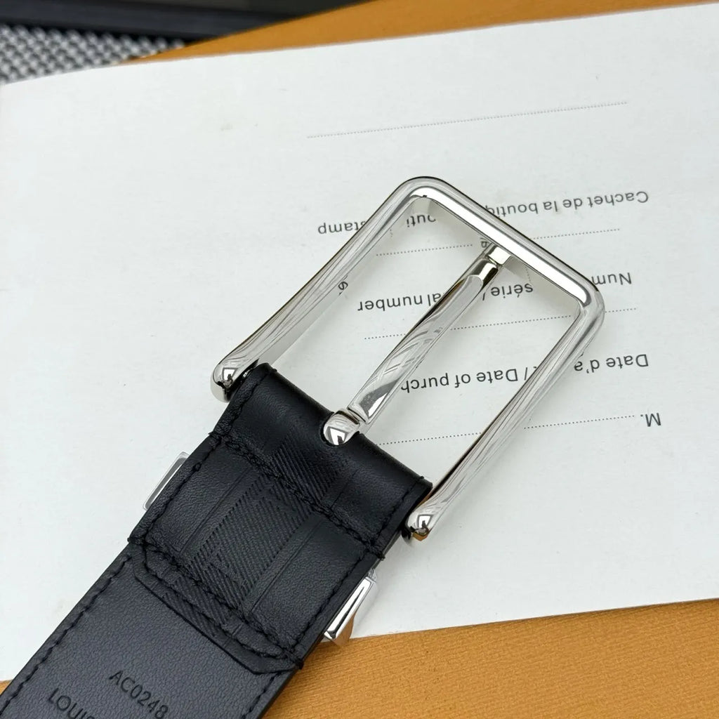 Louis Vuitton Black Leather Belt signature - Hình 5