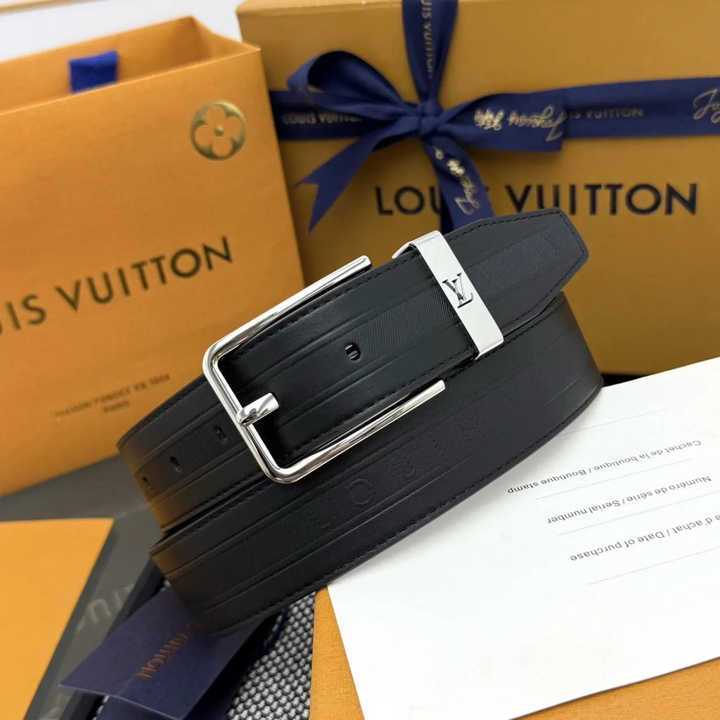 Louis Vuitton Black Striped Belt