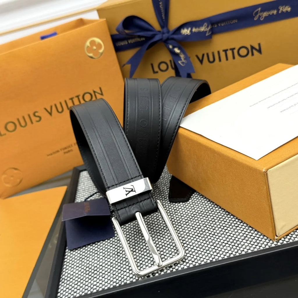 Louis Vuitton Black Striped Belt - Hình 2