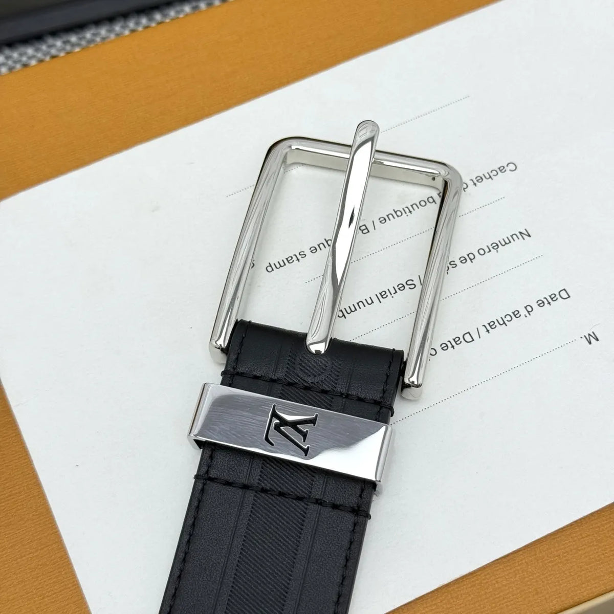 Louis Vuitton Black Striped Belt - Hình 4