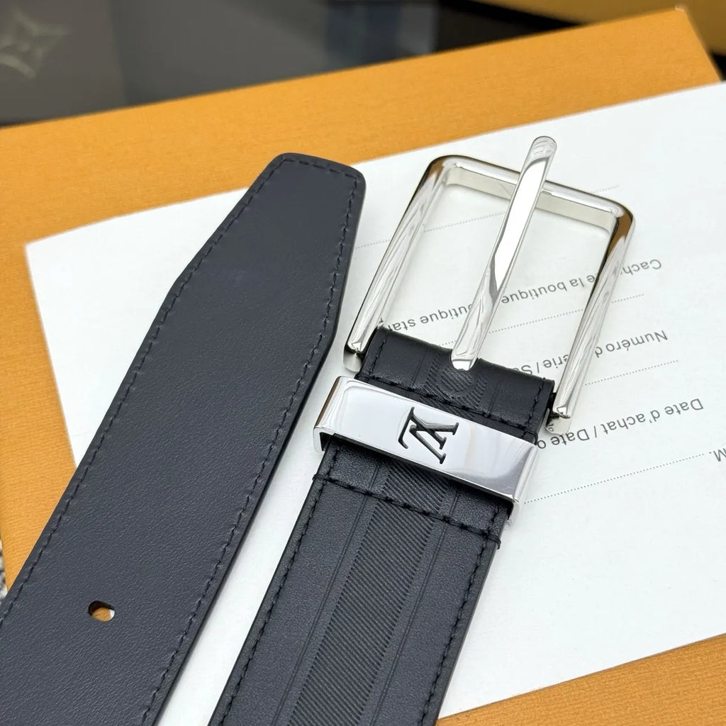 Louis Vuitton Black Striped Belt - Hình 6