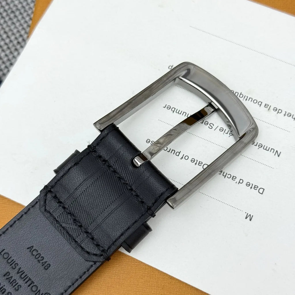 LV Matte Black Monogram Belt - Hình 4