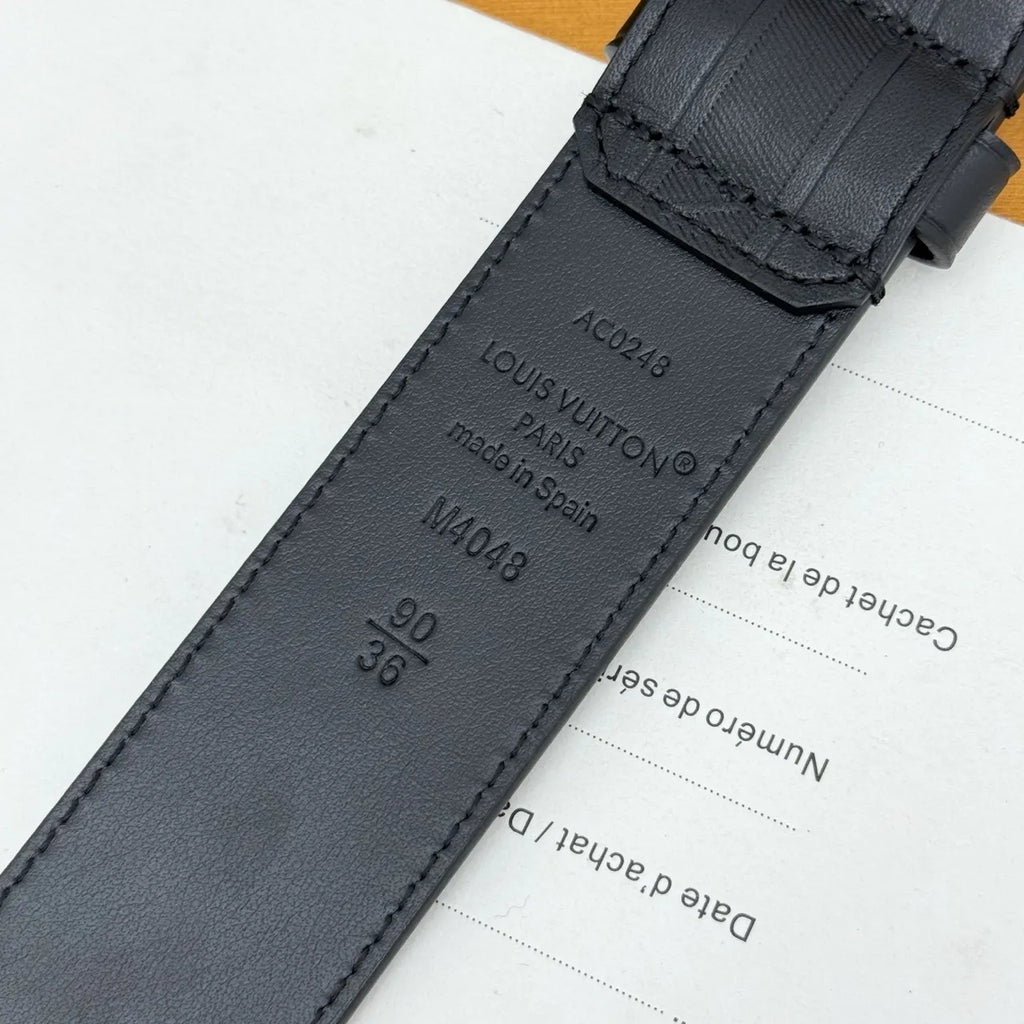 LV Matte Black Monogram Belt - Hình 5