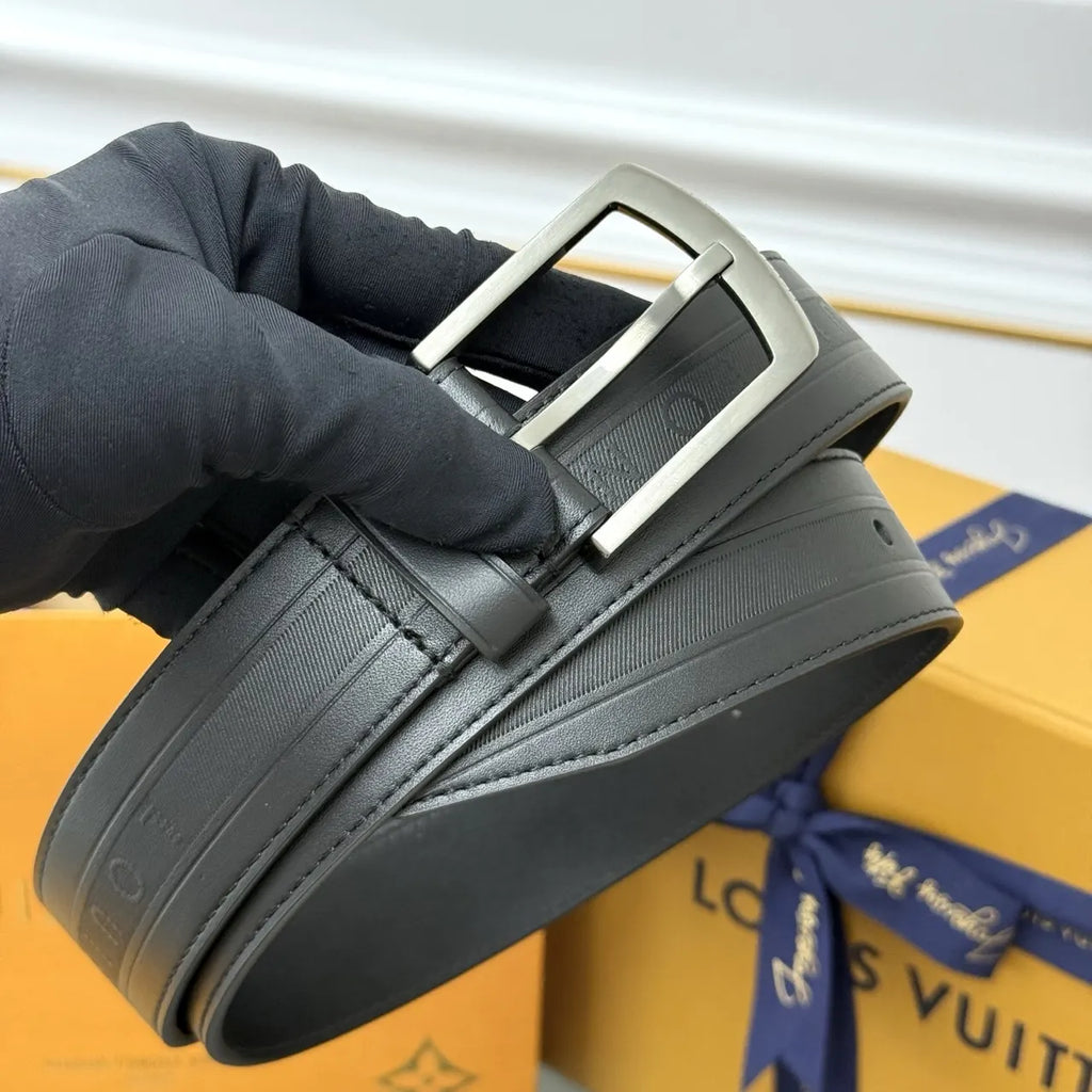 LV Matte Black Monogram Belt - Hình 8