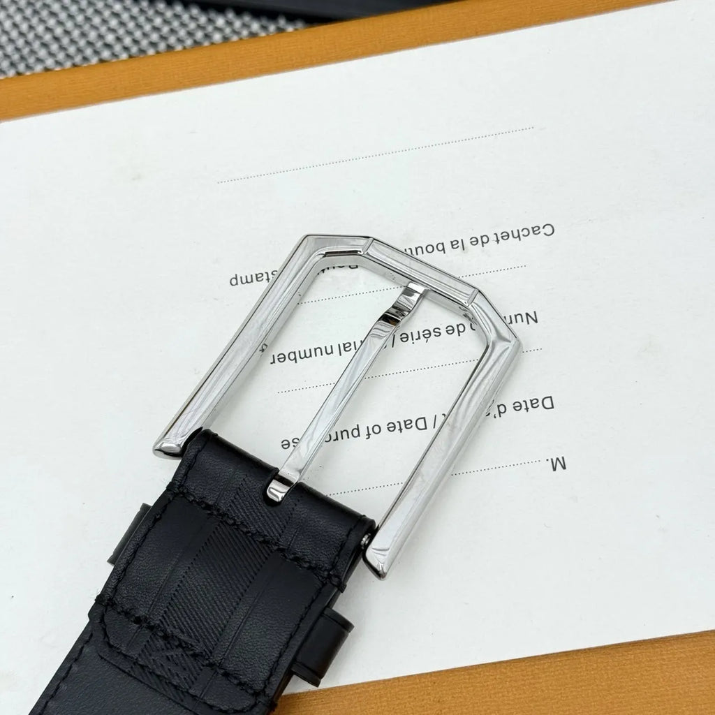 Louis Vuitton Black Textured Leather Belt - Hình 5