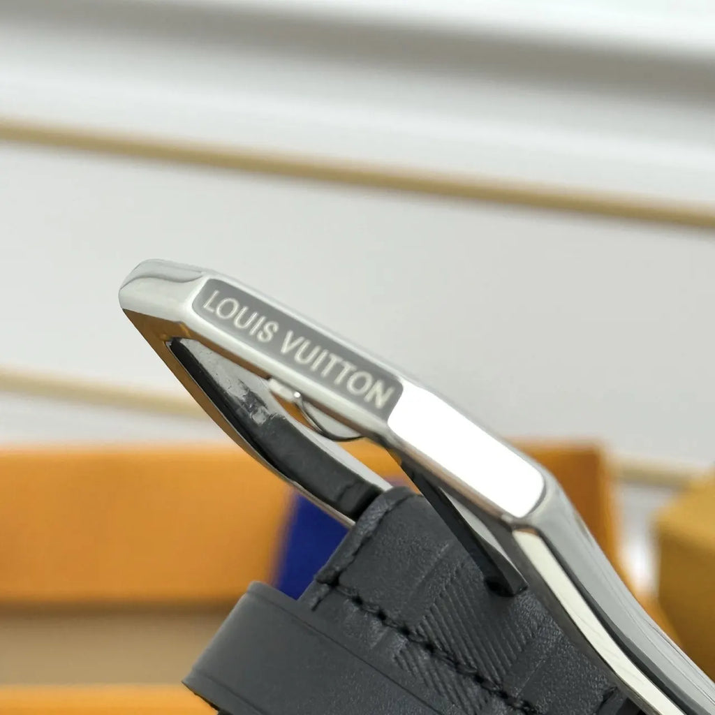 Louis Vuitton Black Textured Leather Belt - Hình 7