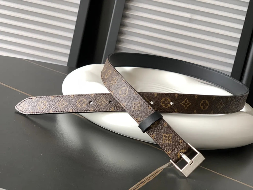 classic Louis Vuitton Monogram Silver Belt