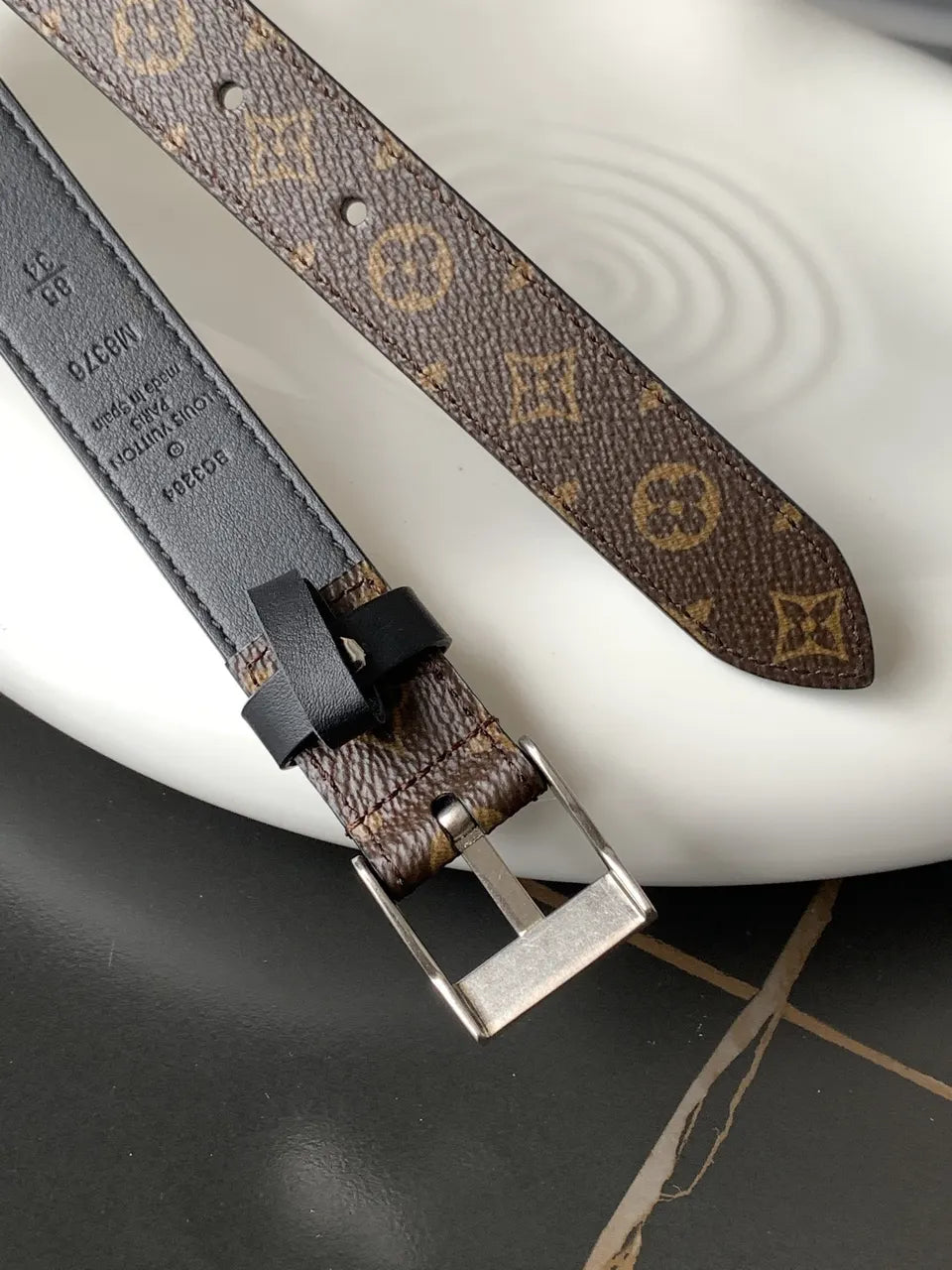 classic Louis Vuitton Monogram Silver Belt - Hình 6