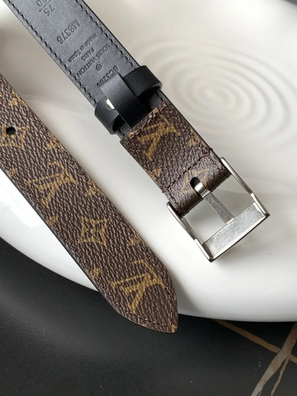 silver Louis Vuitton Monogram Classic Belt - Hình 6