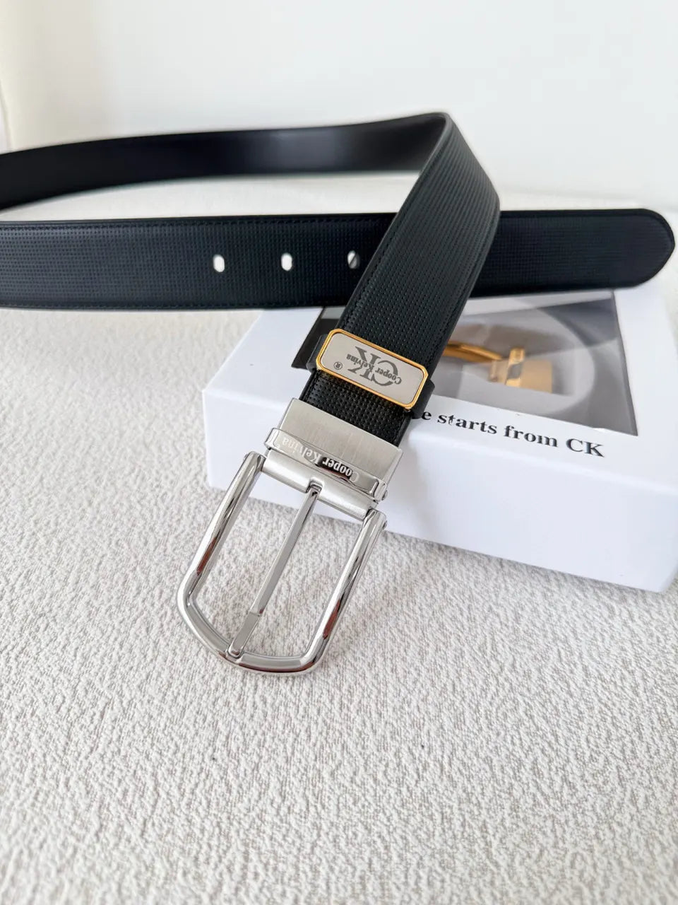 Cooper Kelvin Reversible Black Leather Belt - Hình 7