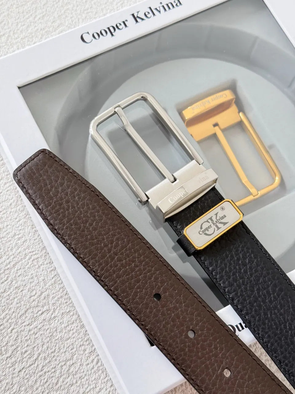 reversible Cooper Kelvina Black Leather Belt - Hình 8