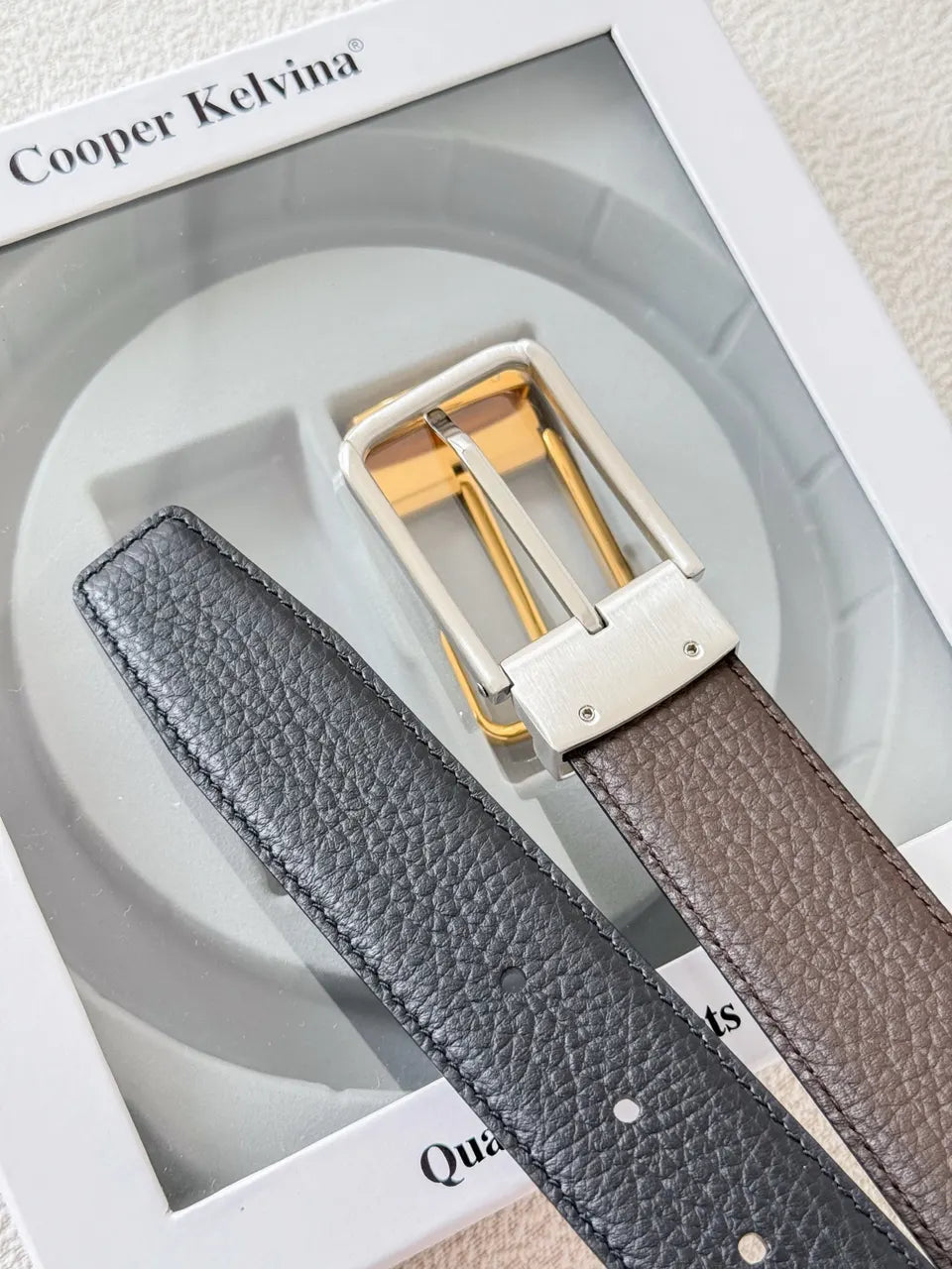 Cooper Kelvina Black Leather Reversible Belt - Hình 9