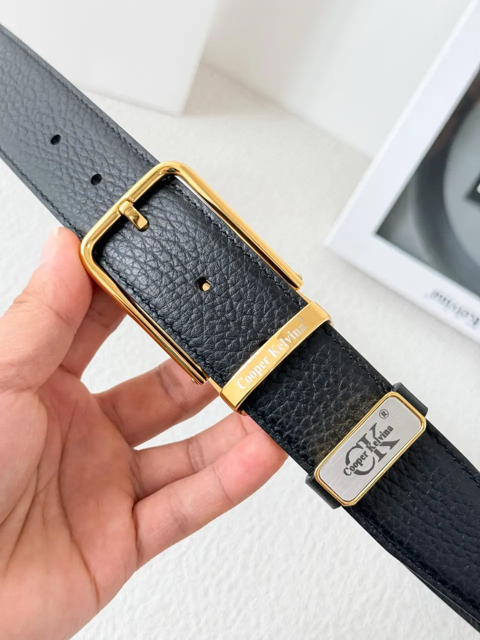 gold Cooper Kelvina Black Leather Belt - Hình 3