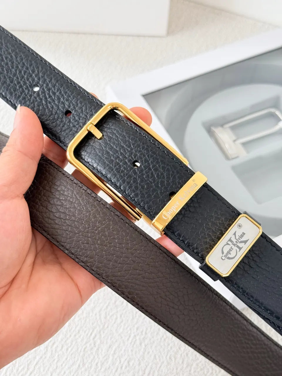 gold Cooper Kelvina Black Leather Belt - Hình 4