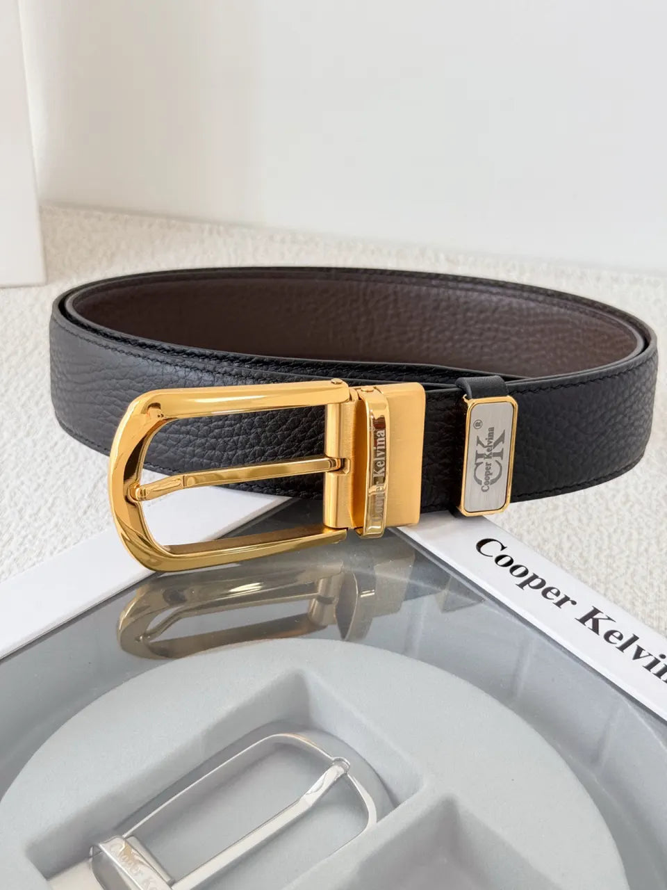 dual Cooper Kelvina Black Leather Belt