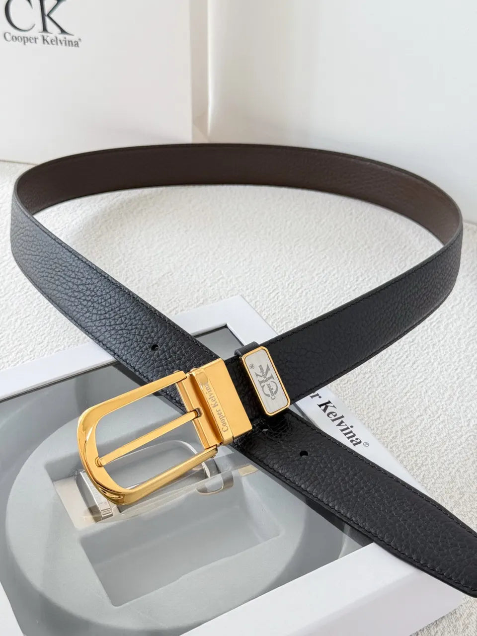 dual Cooper Kelvina Black Leather Belt - Hình 5