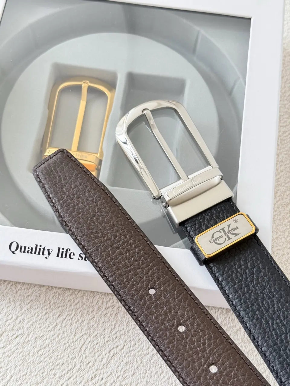 dual Cooper Kelvina Black Leather Belt - Hình 8