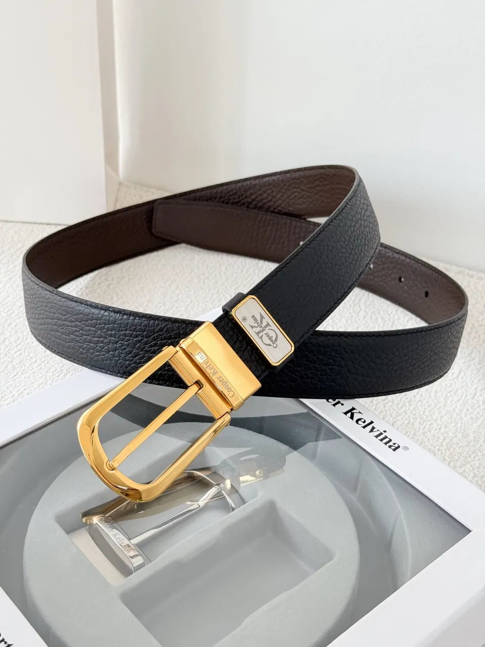 gold Cooper Kelvina Black Leather Belt