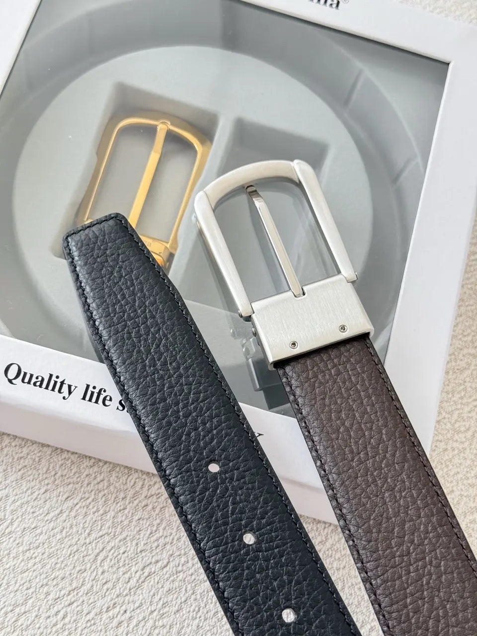 Cooper & Alvin Reversible Leather Belt - Hình 9