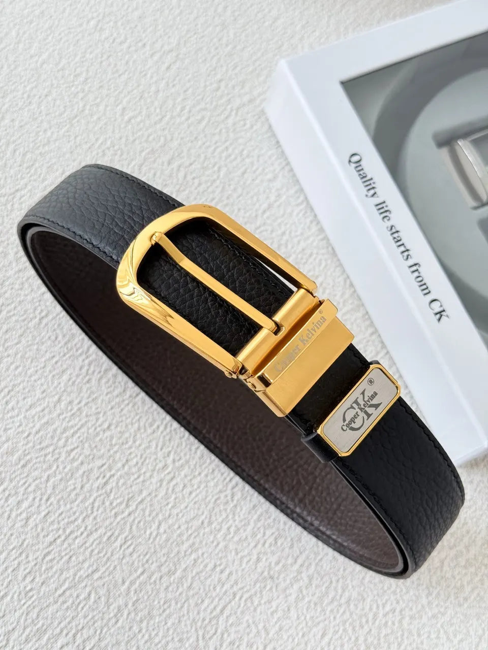 gold Cooper Kelvina Black Leather Belt - Hình 2