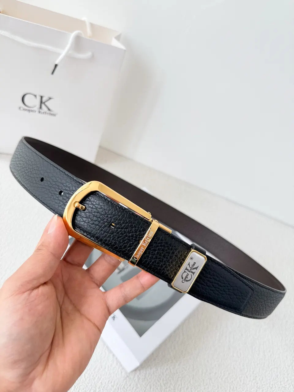 gold Cooper Kelvina Black Leather Belt - Hình 4