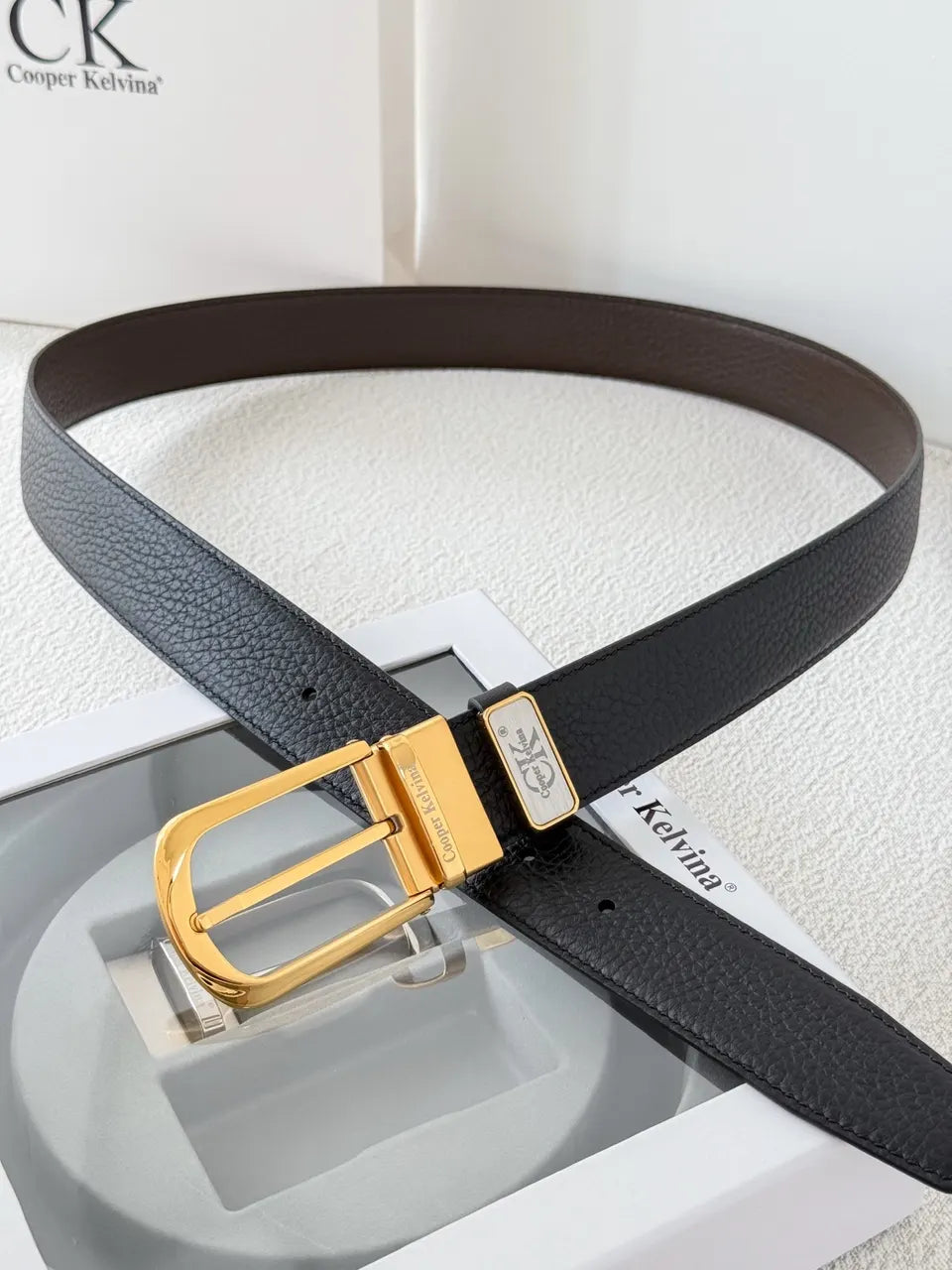 gold Cooper Kelvina Black Leather Belt - Hình 7