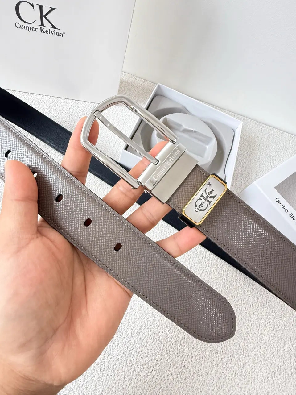 Cooper Kelvina Taupe Leather Belt - Hình 2