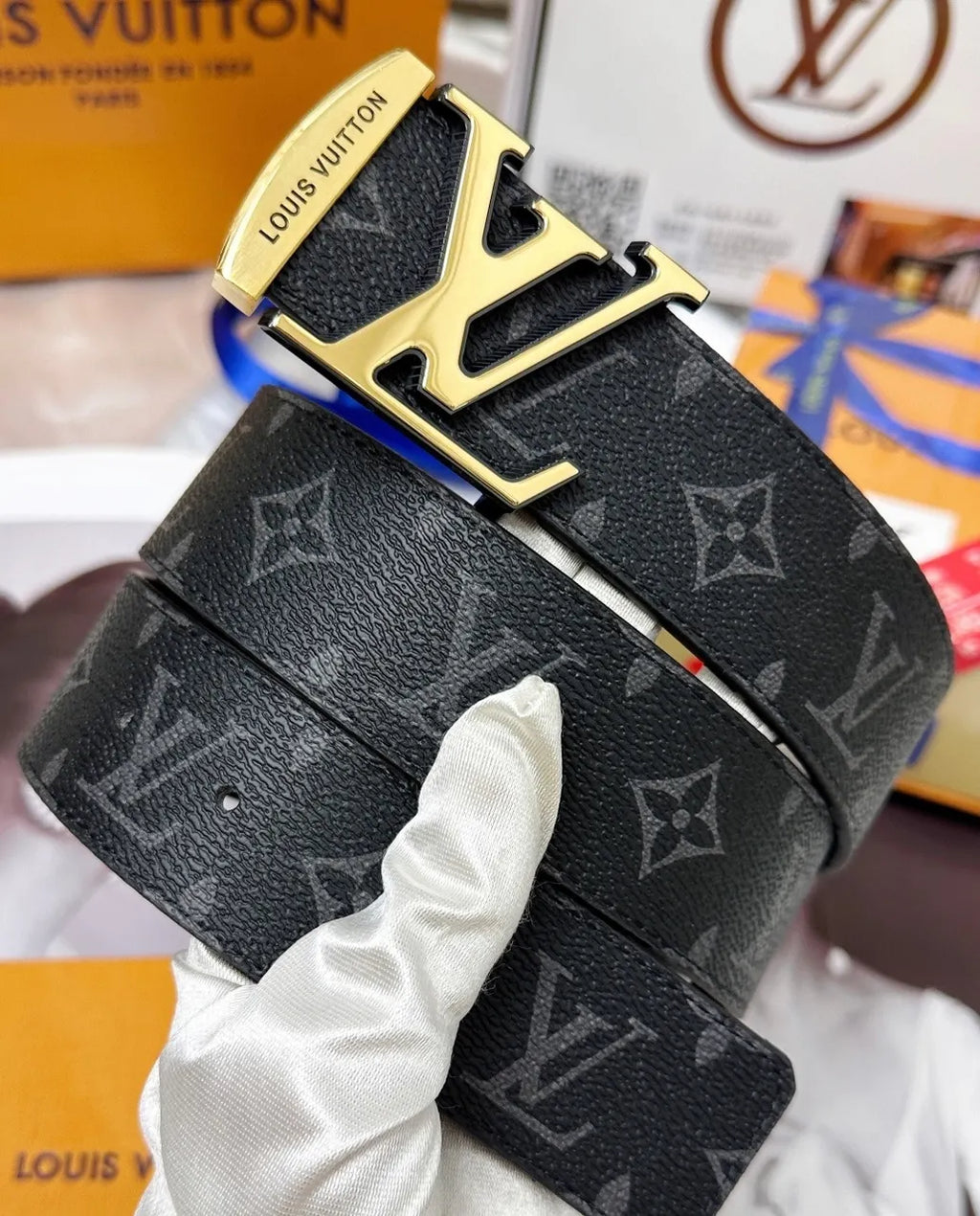 Black Monogram Macassar Belt - Hình 2