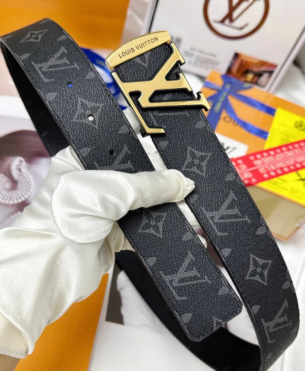 Black Monogram Macassar Belt - Hình 4