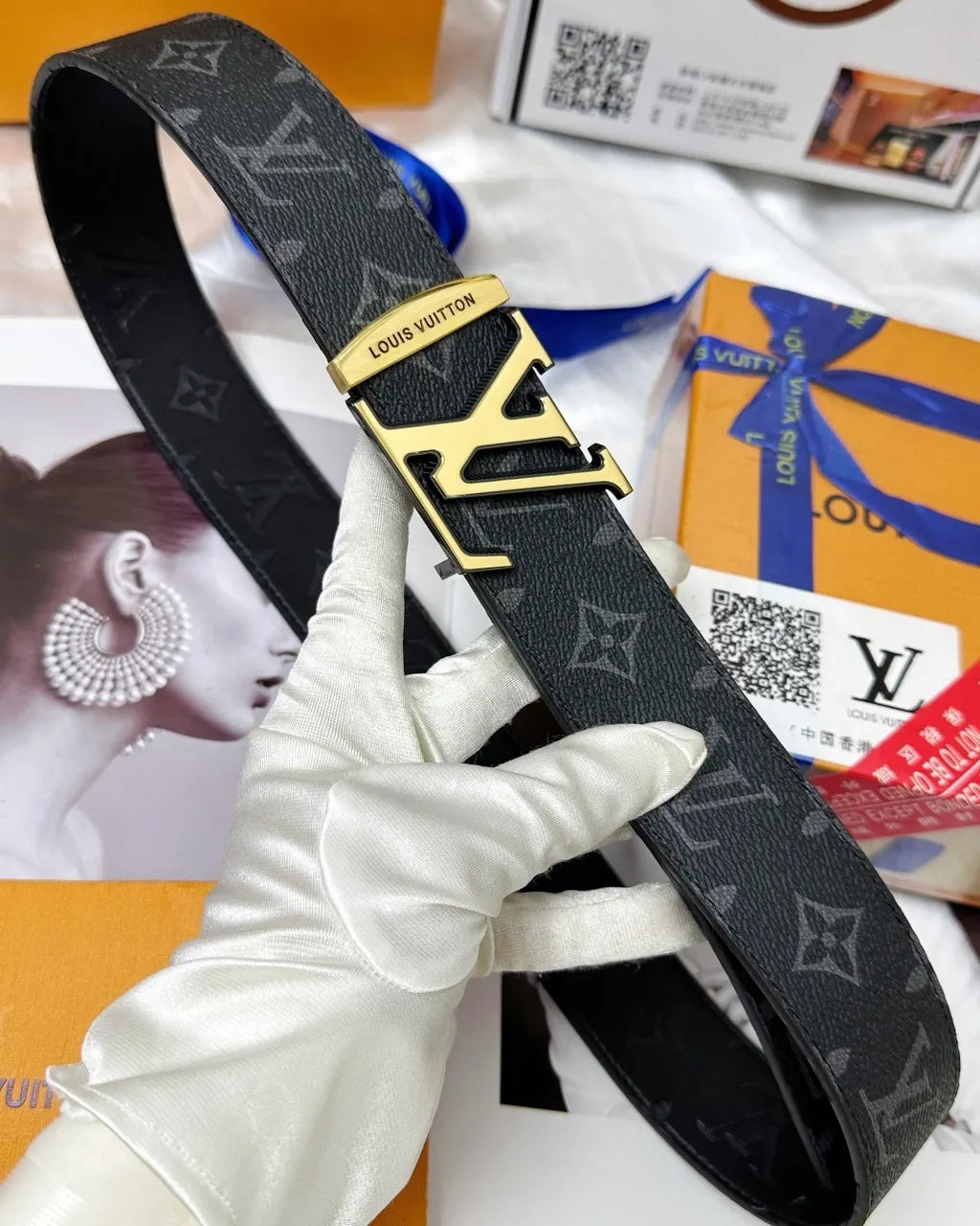 Black Monogram Macassar Belt - Hình 6