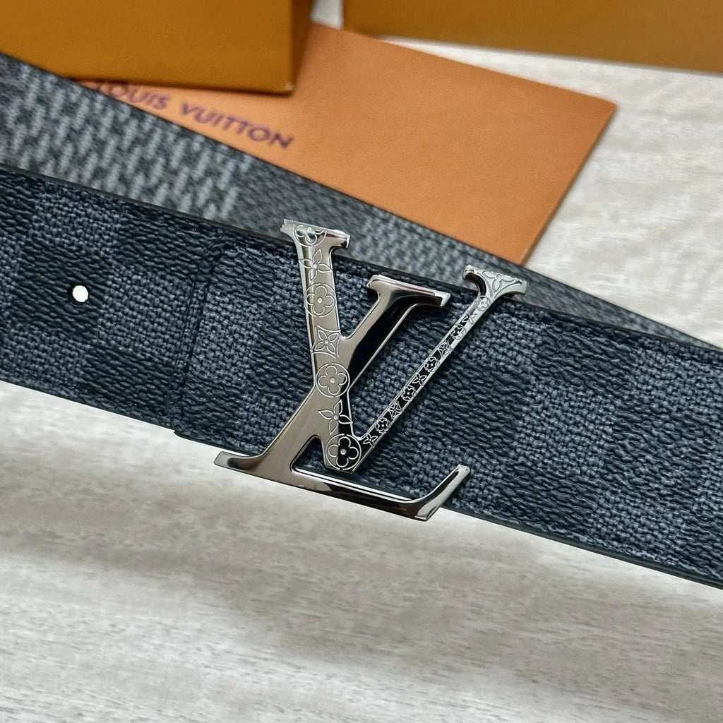 silver floral Louis Vuitton Damier Infini Belt - Hình 2