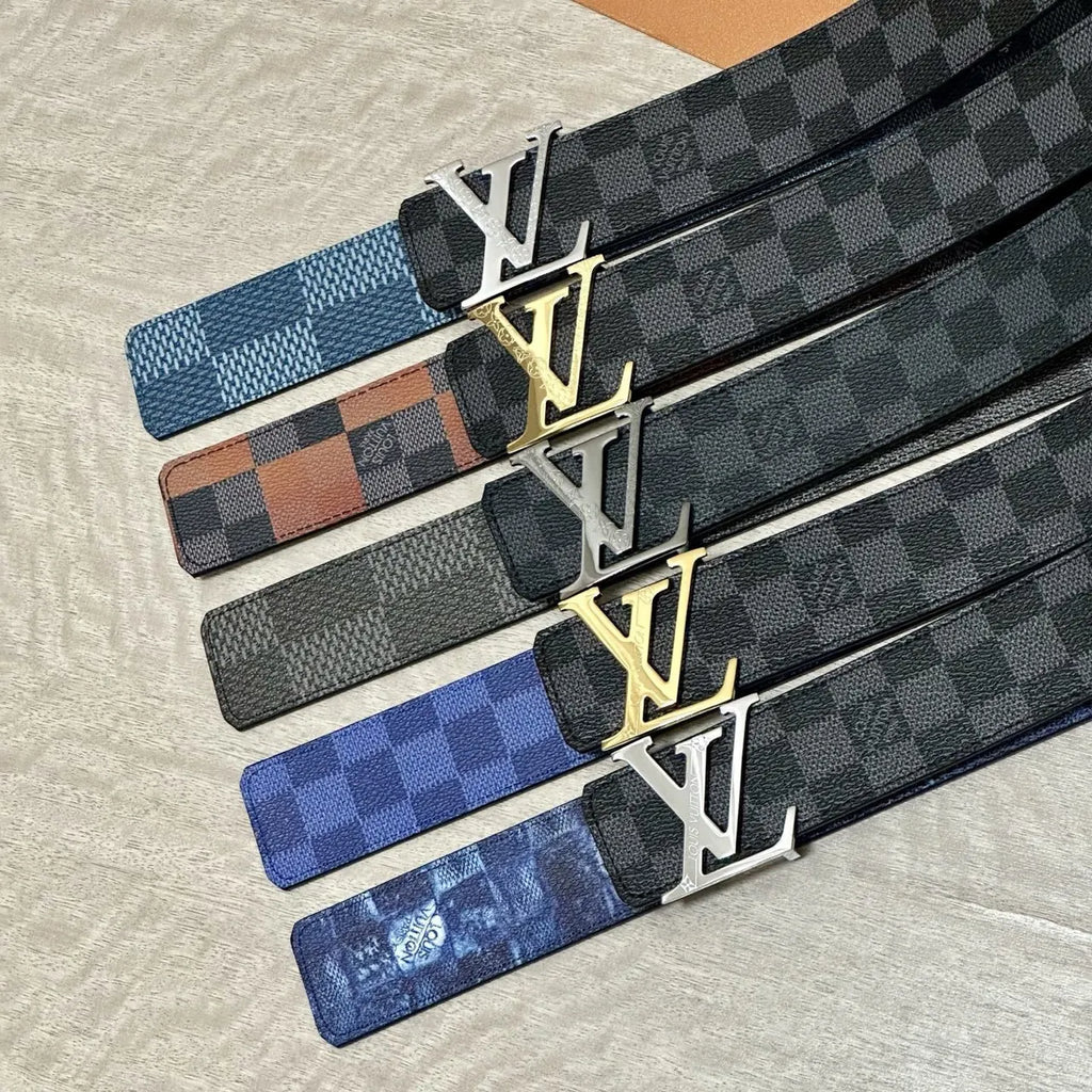 silver floral Louis Vuitton Damier Infini Belt - Hình 6