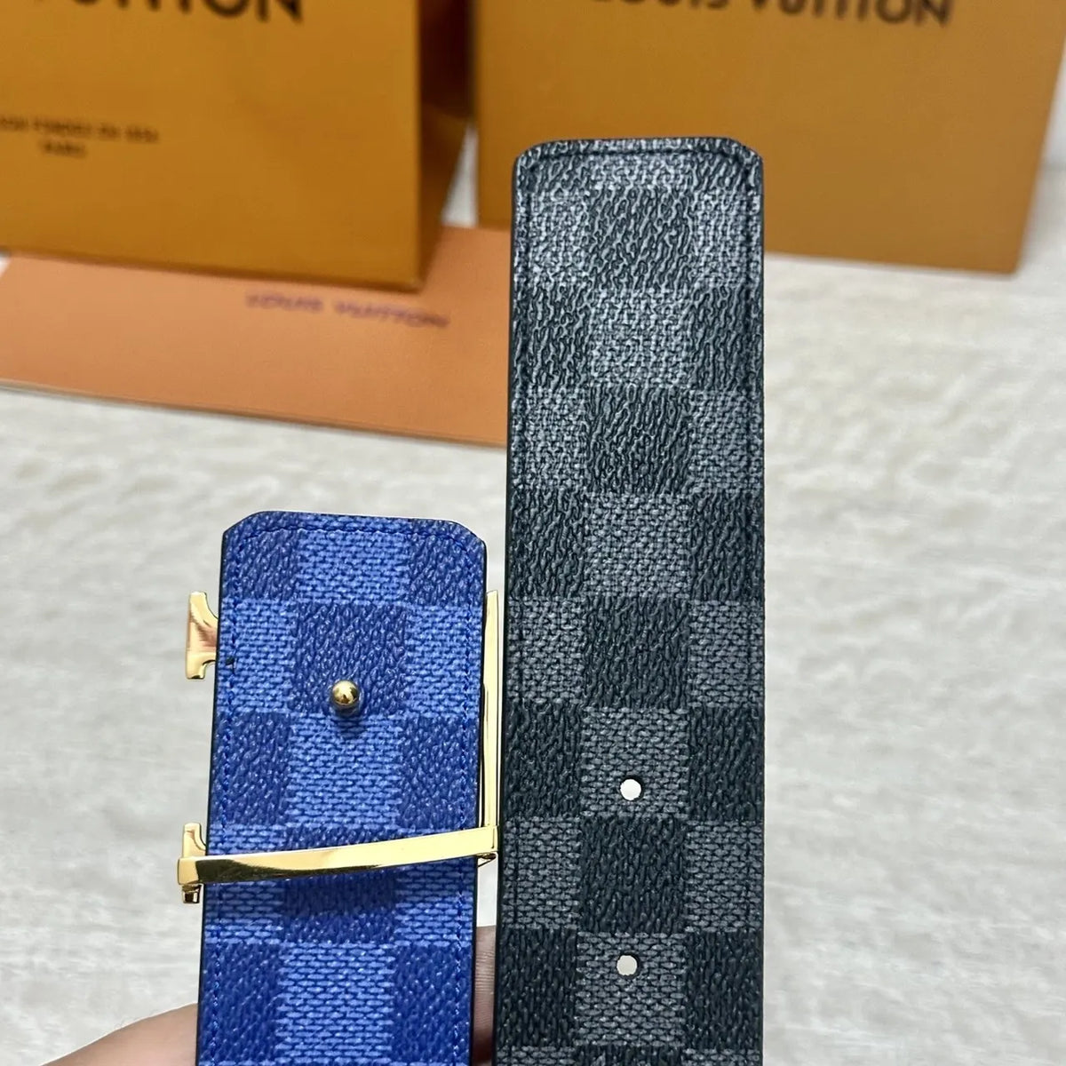 Damier Cobalt Louis Vuitton Belt - Hình 5