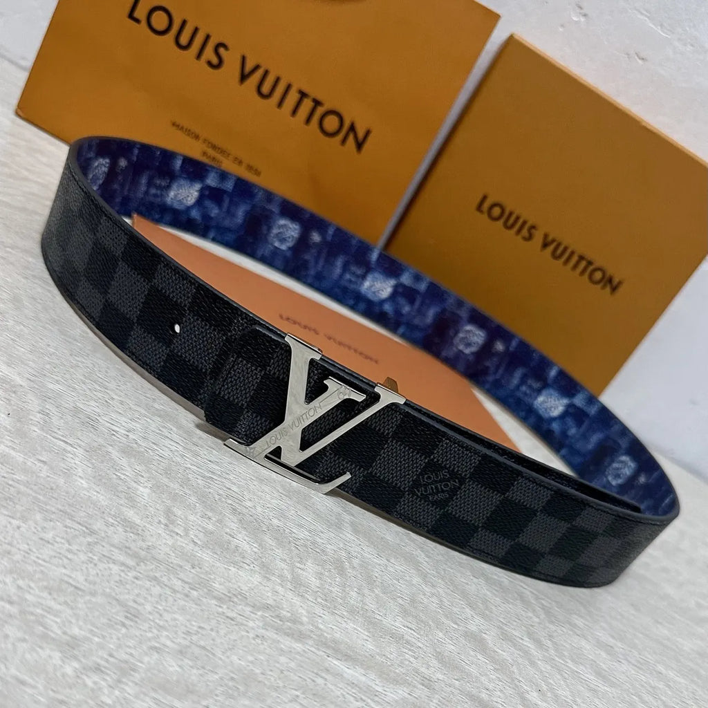 silver Louis Vuitton Damier Cobalt Belt