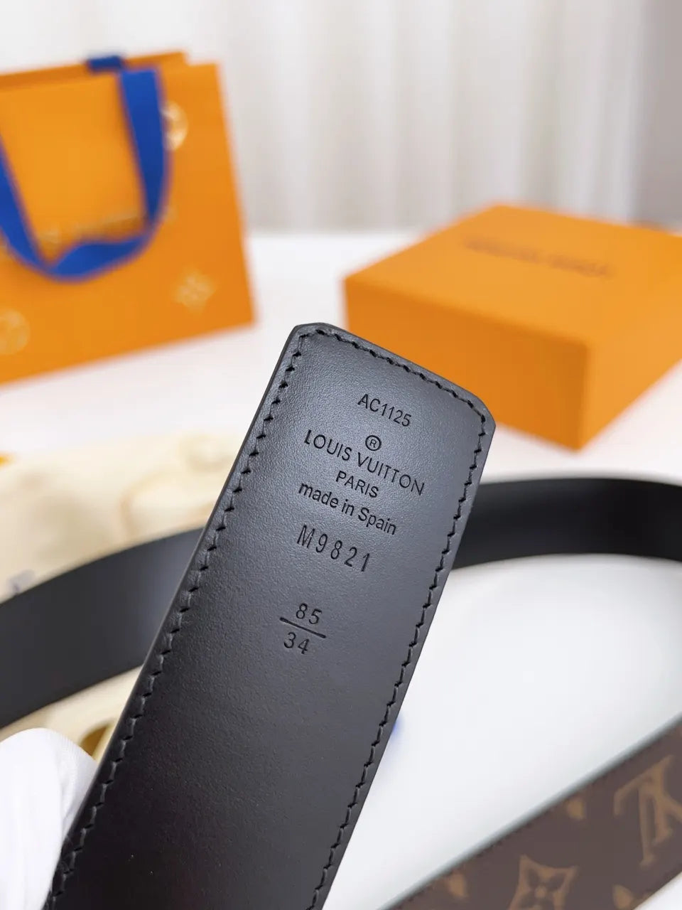 black Louis Vuitton Monogram Brown Belt - Hình 6